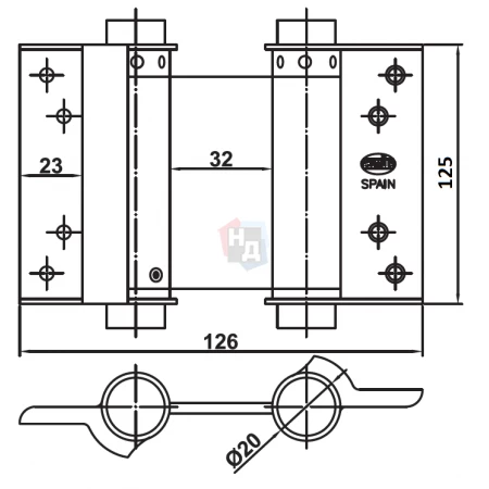 Петля дверная барная Amig 3037 125x126 никель