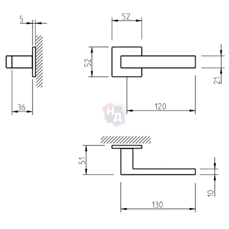 Дверная ручка Tupai Square Q 2275 5SQ-96 хром матовый