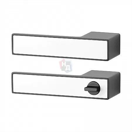 Дверная ручка Aprile Hedera Set WC BL/WH левая со вставками черный матовый/белый матовый, 40-45 мм