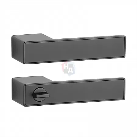 Дверная ручка Aprile Hedera Set WC BL/BL правая со вставками черный матовый/черный матовый, 40-45 мм