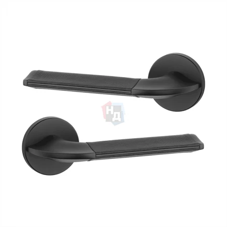 Дверная ручка Aprile Detazia R 7S AS черный матовый/черная кожа