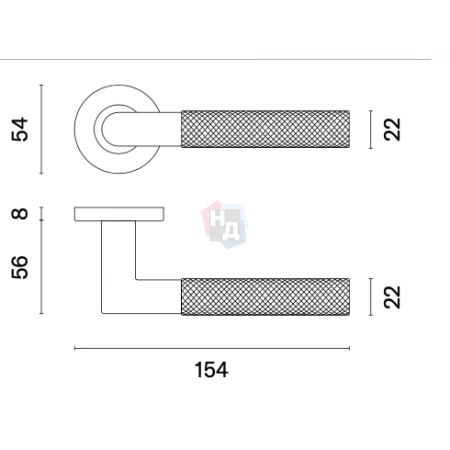 Дверная ручка Sterk 1742 R базальт PVD (на розете PRO 8 мм)