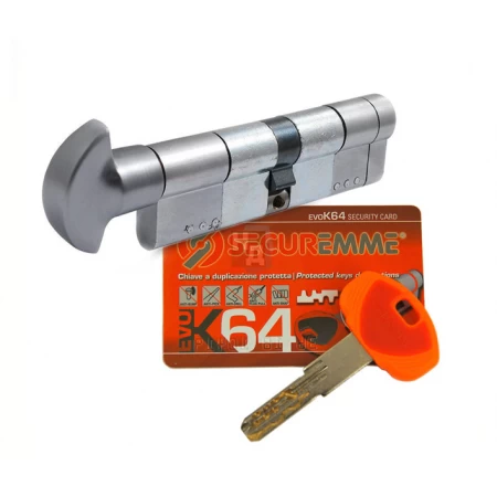 Цилиндр Securemme K64 90 (45x45T) ключ-тумблер хром