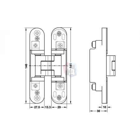 Петля дверная скрытая Simonswerk TE 305 3D хром серербро (124) F1