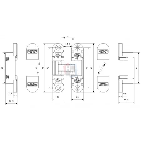 Петля скрытая Cemom ESTETIC 978 3D-ME латунь матовая