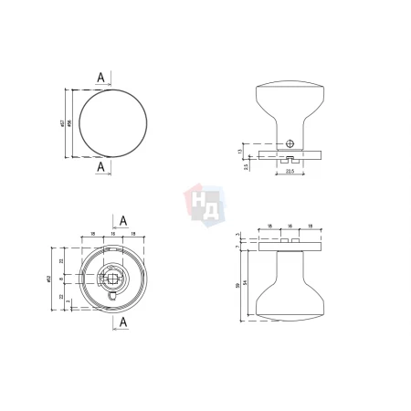 Дверная ручка Stile Mesa хром матовый (2-сторонняя поворотная)