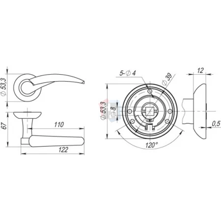 Дверная ручка Fuaro NOTA RM SG/GP-4 полированное/матовое золото