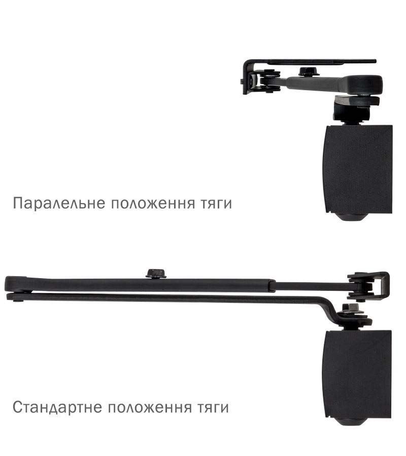 Доводчик дверной накладной RYOBI LIM D-1200 EN2/3/4 BLACK черный универсальная тяга (80кг)