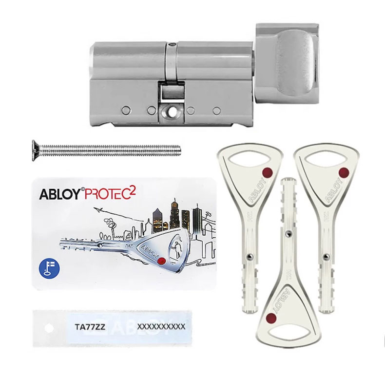 Цилиндр Abloy Protec 2 HARD 98 (47x51T) CY333 ключ-тумблер CR хром