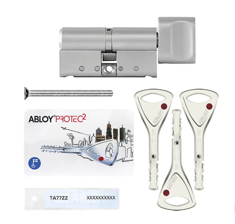 Цилиндр Abloy Protec 2 HARD 93 (32x61T) CY333 ключ-тумблер HCR хром матовый