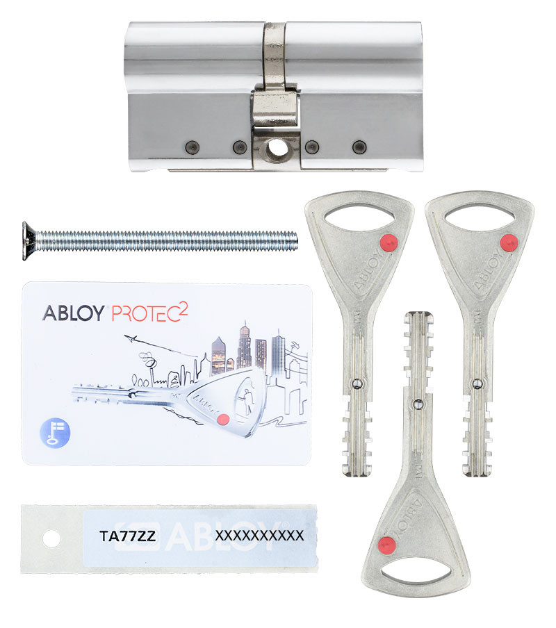 Цилиндр Abloy Protec 2 122 (71x51) CY322 ключ-ключ CR хром
