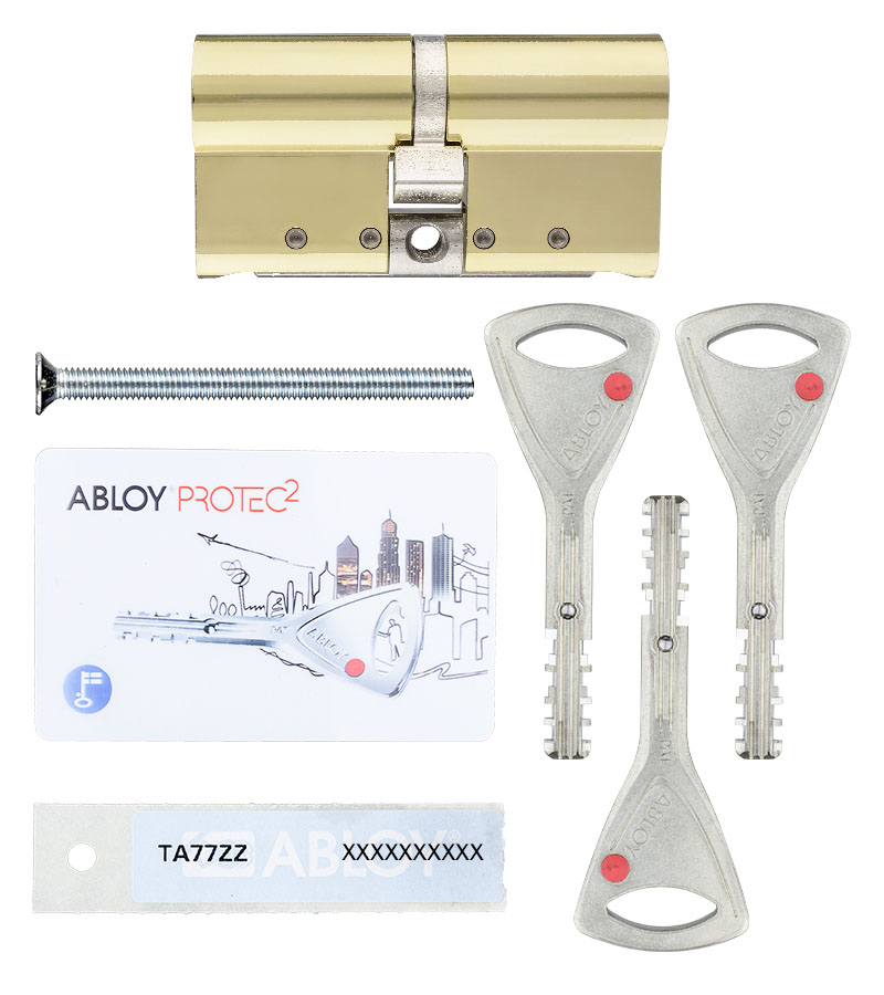 Цилиндр Abloy Protec 2 132 (51x81) CY322 ключ-ключ KILA латунь полированная