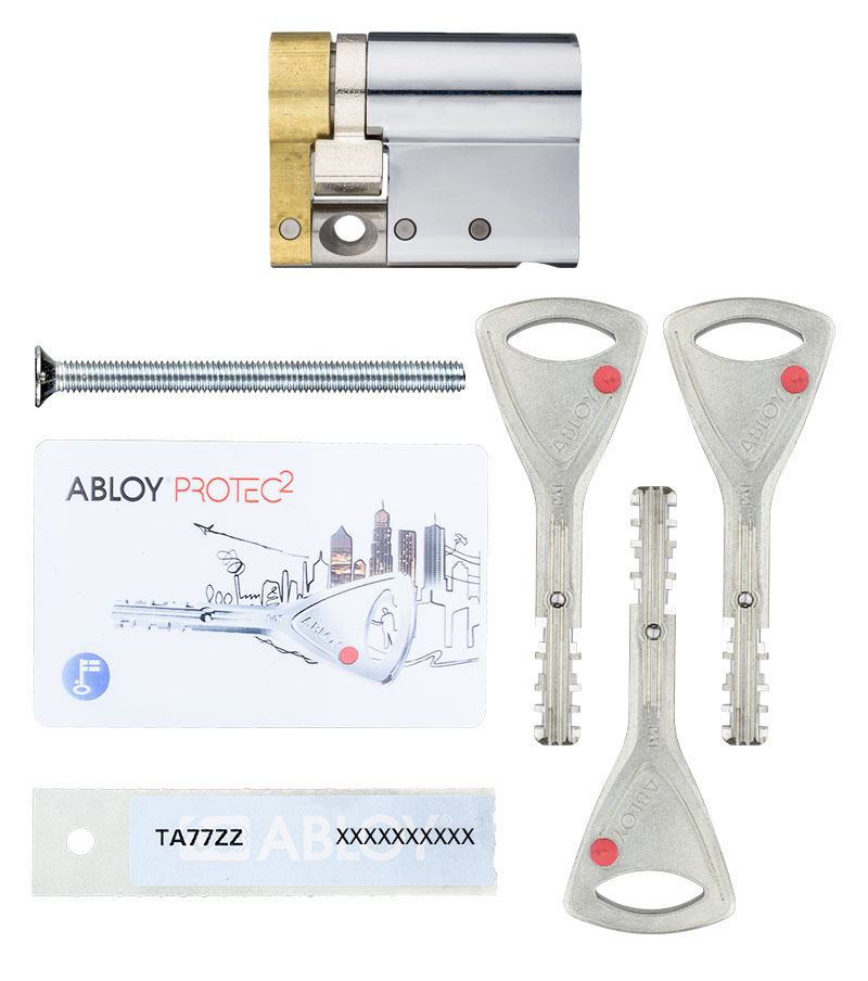 Цилиндр Abloy Protec 2 76,5 (66x10,5) CY321 ключ-половинка HCR хром матовый